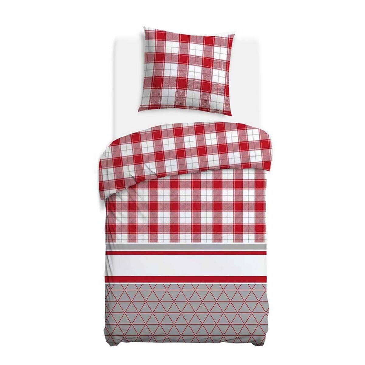 Pościel flanelowa 140x200 Skandia Red, czerwona w białą kratę, Flanelove, Darymex