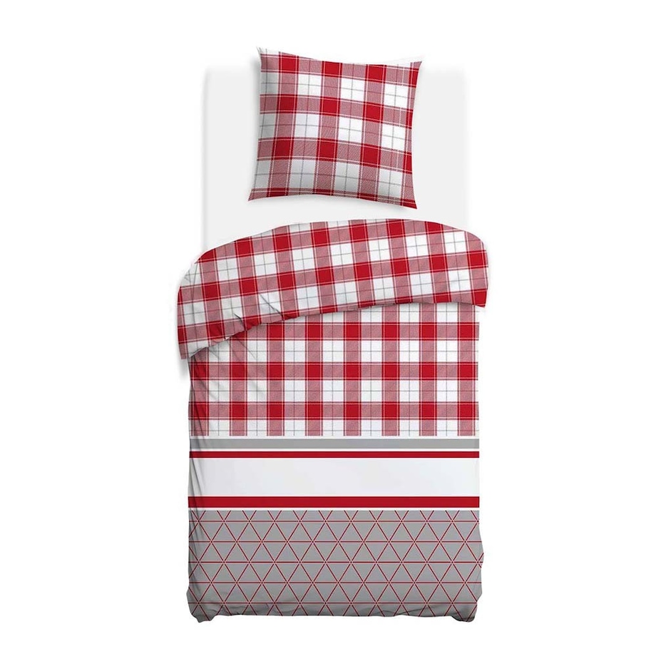Pościel flanelowa 140x200 Skandia Red, czerwona w białą kratę, Flanelove, Darymex