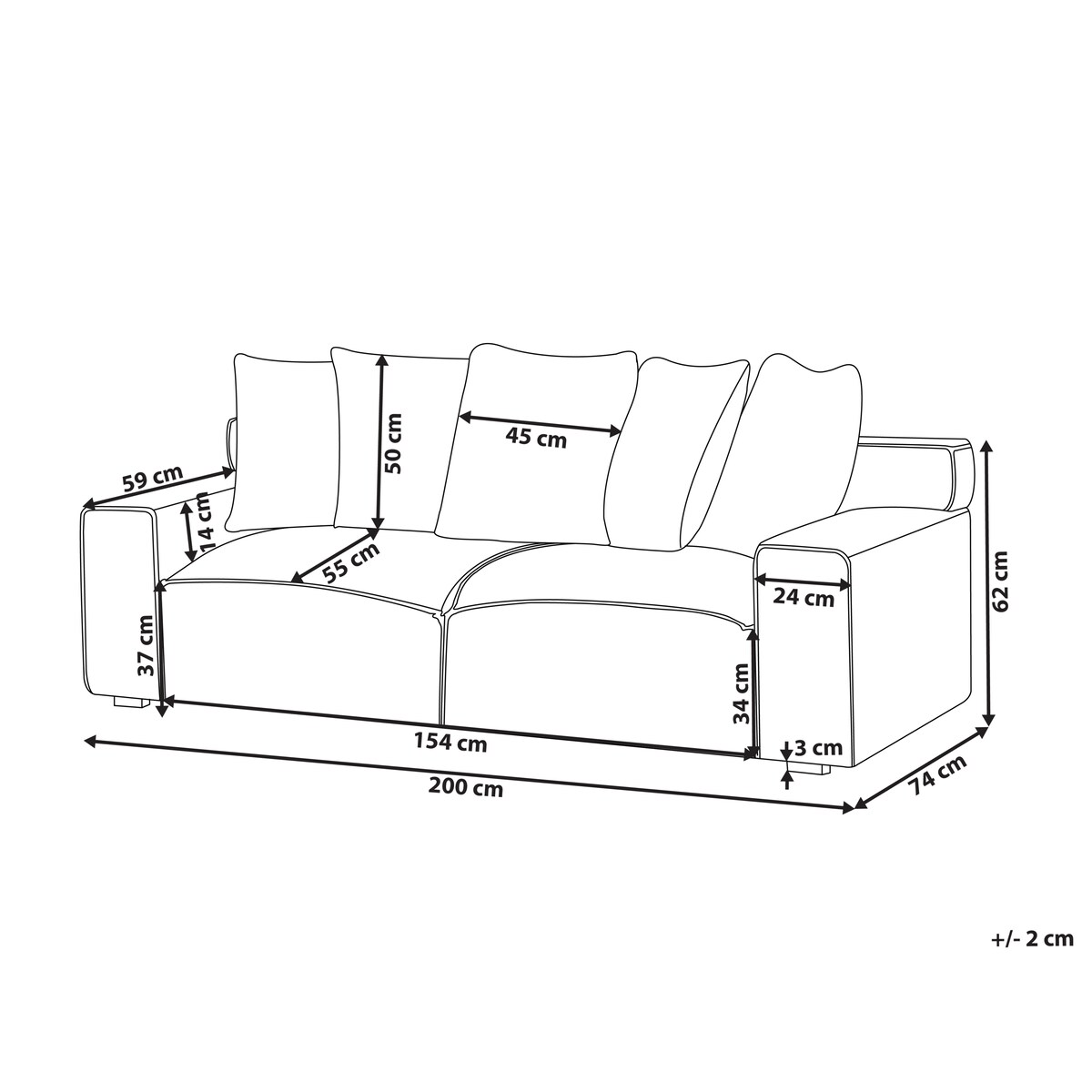 Sofa dla 3 osób VISKAN Szenil Złamana biel