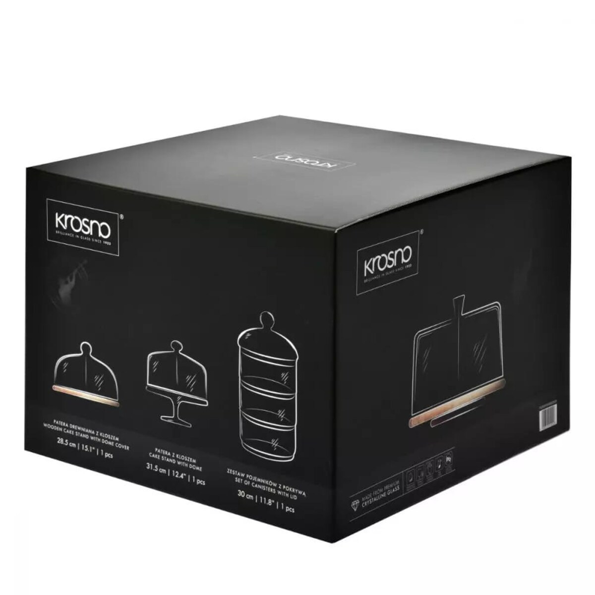 Patera Obrotowa Drewniana z Kloszem Pokrywą Krosno 33 cm Duża Elegancka