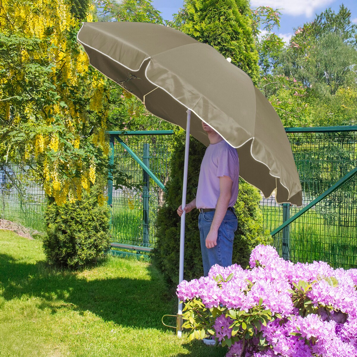 Parasol Ogrodowy Plażowy Na Balkon Taras Łamany Z Falbaną 240 Cm