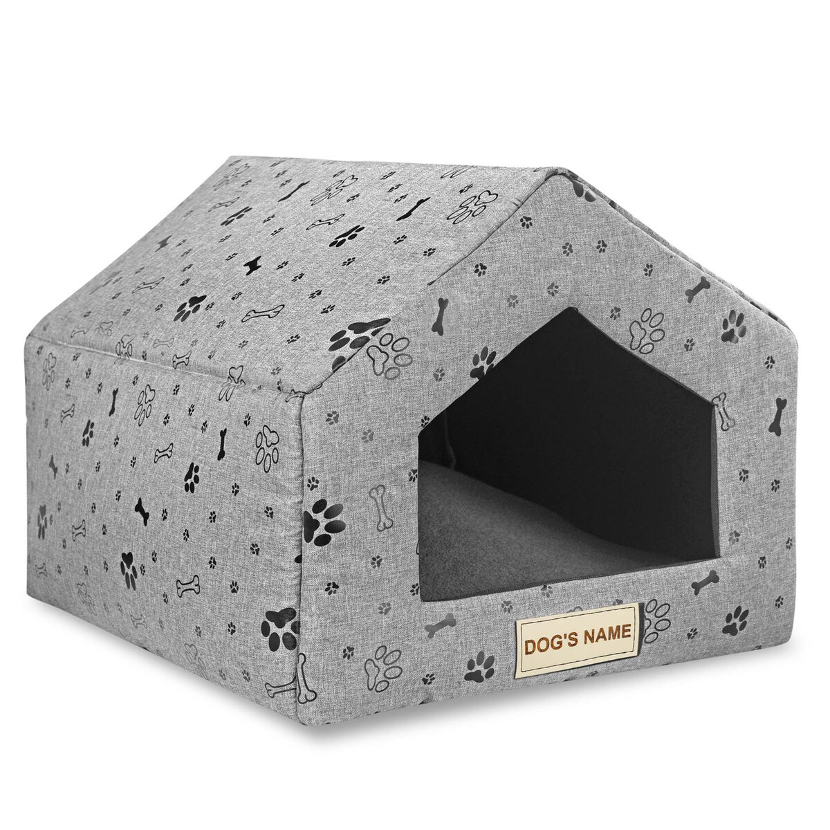 Legowisko Dla Psa Kota Posłanie Mata Domek Kości 50X40X38 Cm Czarne