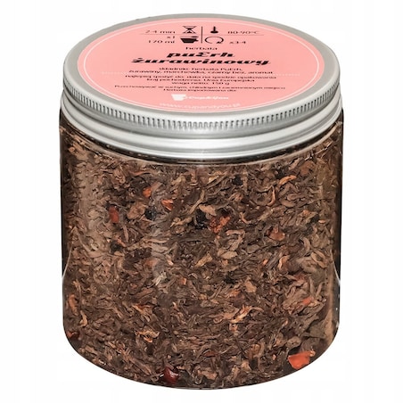 Herbata czerwona pu-erh ŻURAWINOWY o delikatnie żurawinowym smaku PREMIUM - herbata liściasta sypana mieszanka napar susz - gotowa na prezent upominek