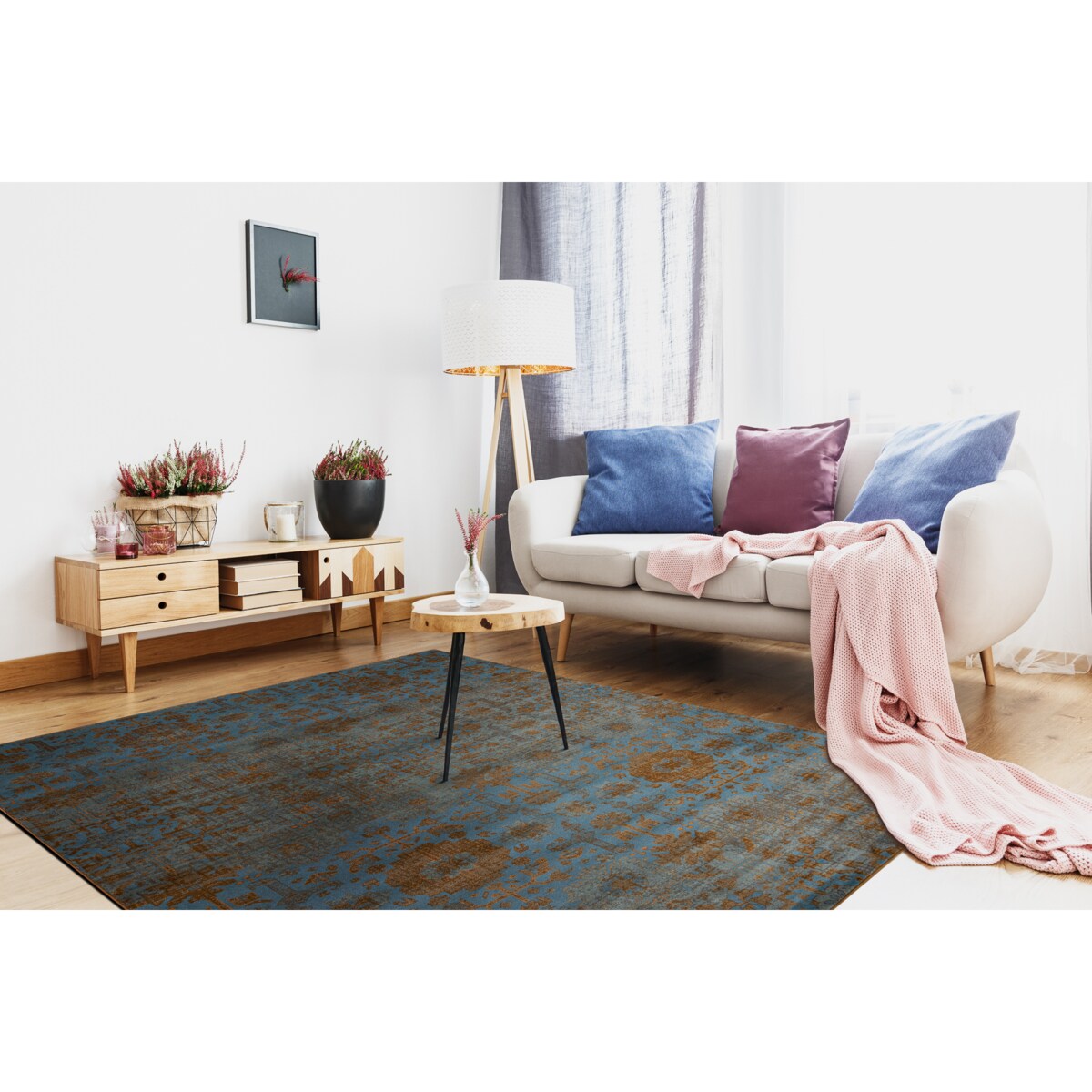 Dywan wełniany OMEGA KARAJA Kwiaty mosiądz 200x300 cm