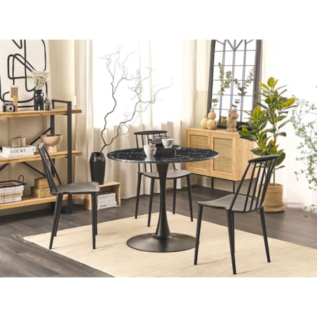 Stół do jadalni okrągły ⌀ 90 cm efekt marmuru czarny BOCA