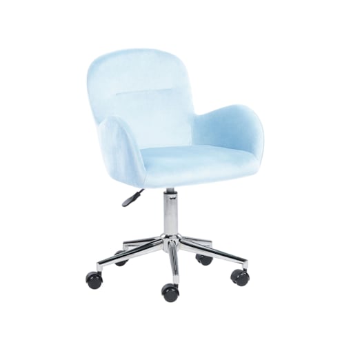 Krzesło biurowe regulowane welurowe jasnoniebieskie PRIDDY