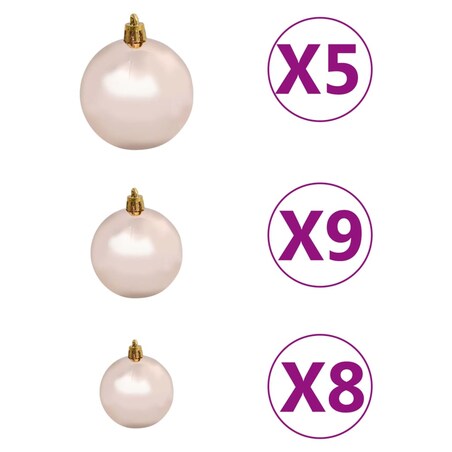 vidaXL Sztuczna choinka z lampkami i bombkami, biała, 150 cm, PVC