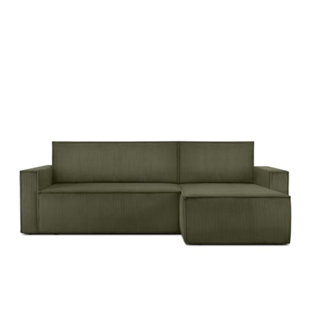 KONSIMO NAPI Duży rozkładany narożnik ze sztruksu w kolorze oliwkowym, prawy/lewy