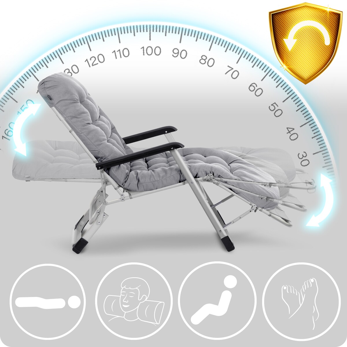 Leżak ogrodowy grawitacyjny z poduszką Sofotel składany fotel na taras balkon