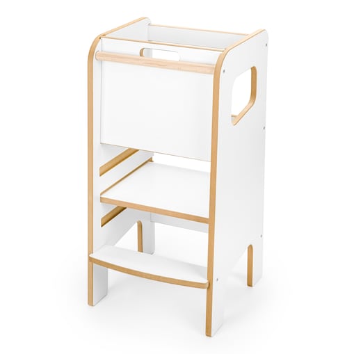 KITCHEN HELPER Super Safe Stabilny Montessori Pomocnik Kuchenny Dla Dzieci Zabudowany Biały Obubu