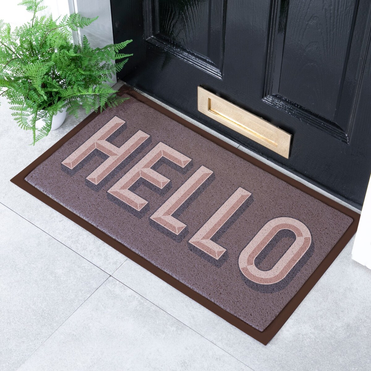 Wycieraczka Hello w kolorze czekoladowego brązu (70 x 40 cm)