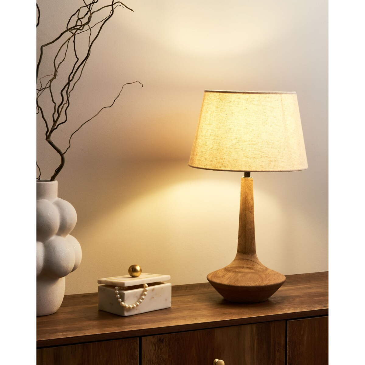 Lampa stołowa GODAWARI Drewno mango Ciemnobrązowy