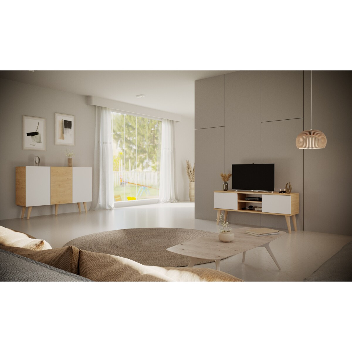 Szafka RTV Toronto 120 dąb artisan & biały