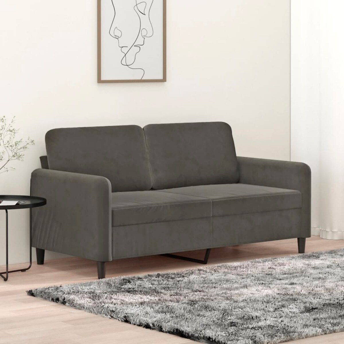 vidaXL Sofa 2-osobowa, ciemnoszary, 140 cm, tapicerowana aksamitem