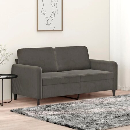 vidaXL Sofa 2-osobowa, ciemnoszary, 140 cm, tapicerowana aksamitem