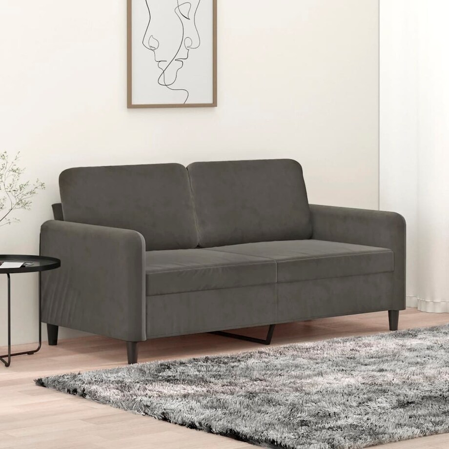 vidaXL Sofa 2-osobowa, ciemnoszary, 140 cm, tapicerowana aksamitem