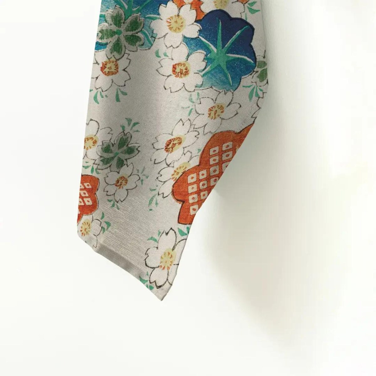 Lniany ręcznik kuchenny - japońskie kwiaty