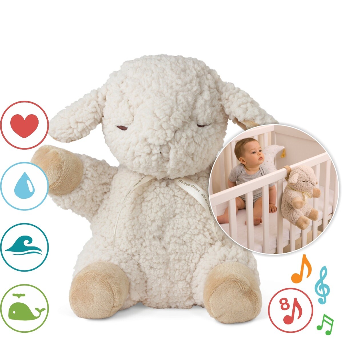 Szumiąca śpiąca owieczka z pozytywką - Cloud b® Sleep Sheep™