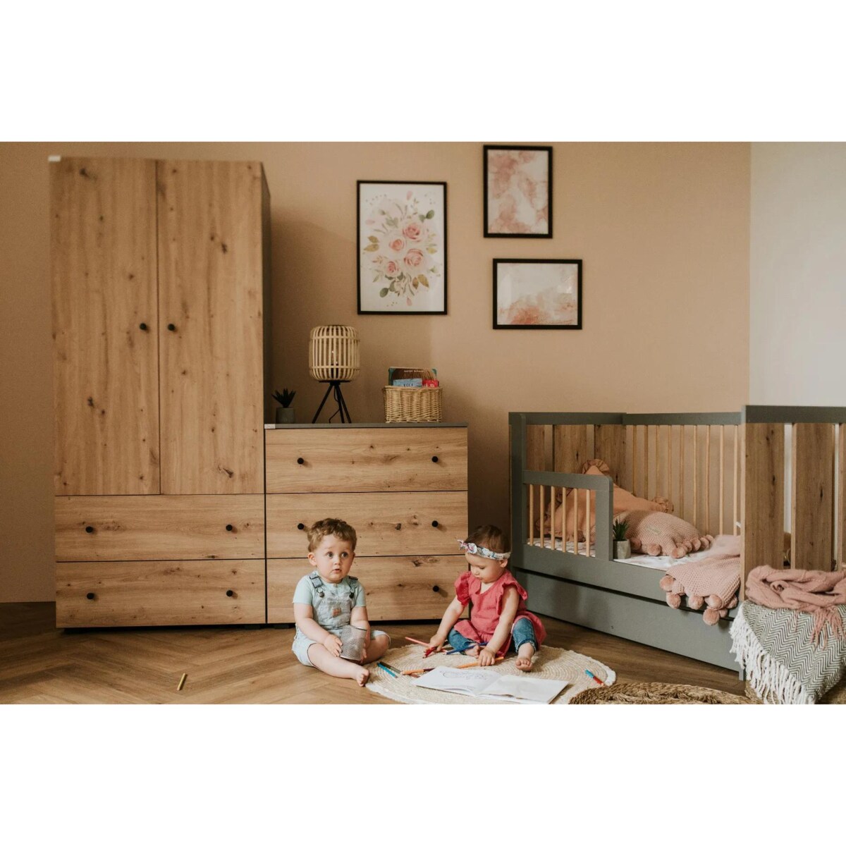 Szafa PAULINE grafitowa/dąb