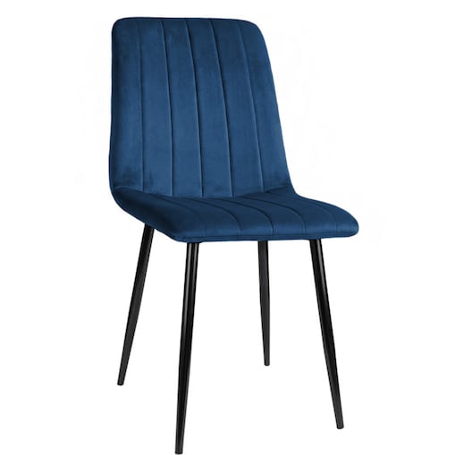 Krzesło do jadalni i salonu granatowy welur – nowoczesne krzesło na czarnych nogach
