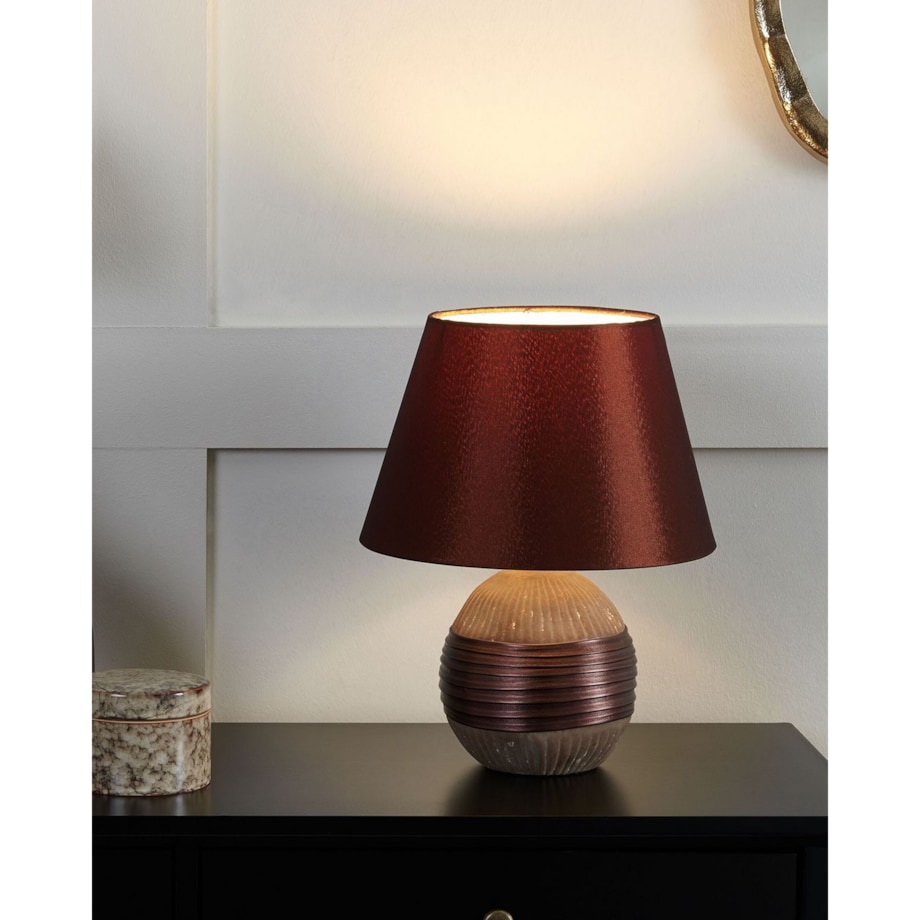 Lampka nocna porcelanowa brązowa SADO