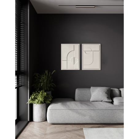Zestaw 2 Obrazy 3D 35x50cm Geometric – Dekoracje ścienne z Tynku Naturalnego, Natural Cream, Minimalistyczne Reliefy