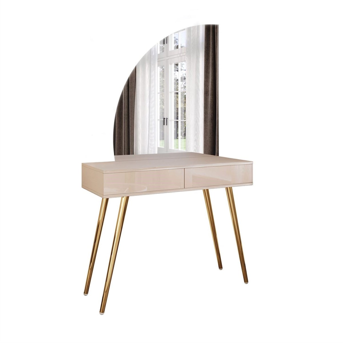 Toaletka kosmetyczna SIENNA-QS KASZMIR z lustrem LED, lewa, push-to-open