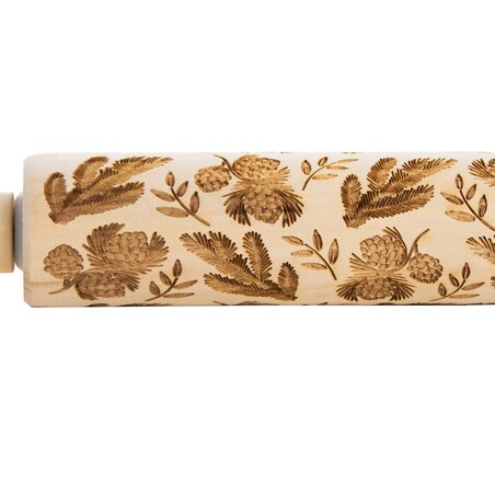 Wałek Do Ciasta Grawerowany Drewniany Świąteczny Do Ciastek Gałązki