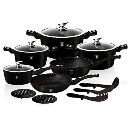 Zestaw 15 elementów garnki, patelnie i akcesoria Berlinger Haus BH-1474 Thermoguard
