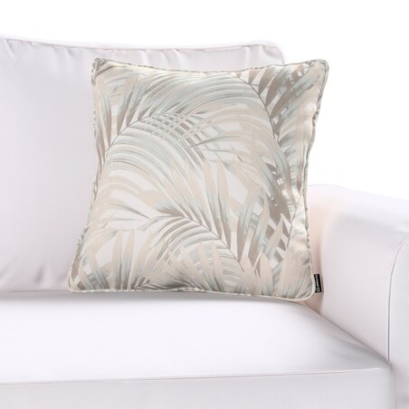 Poszewka Gabi na poduszkę 60x60 beżowo-kremowe liście palmy na białym tle