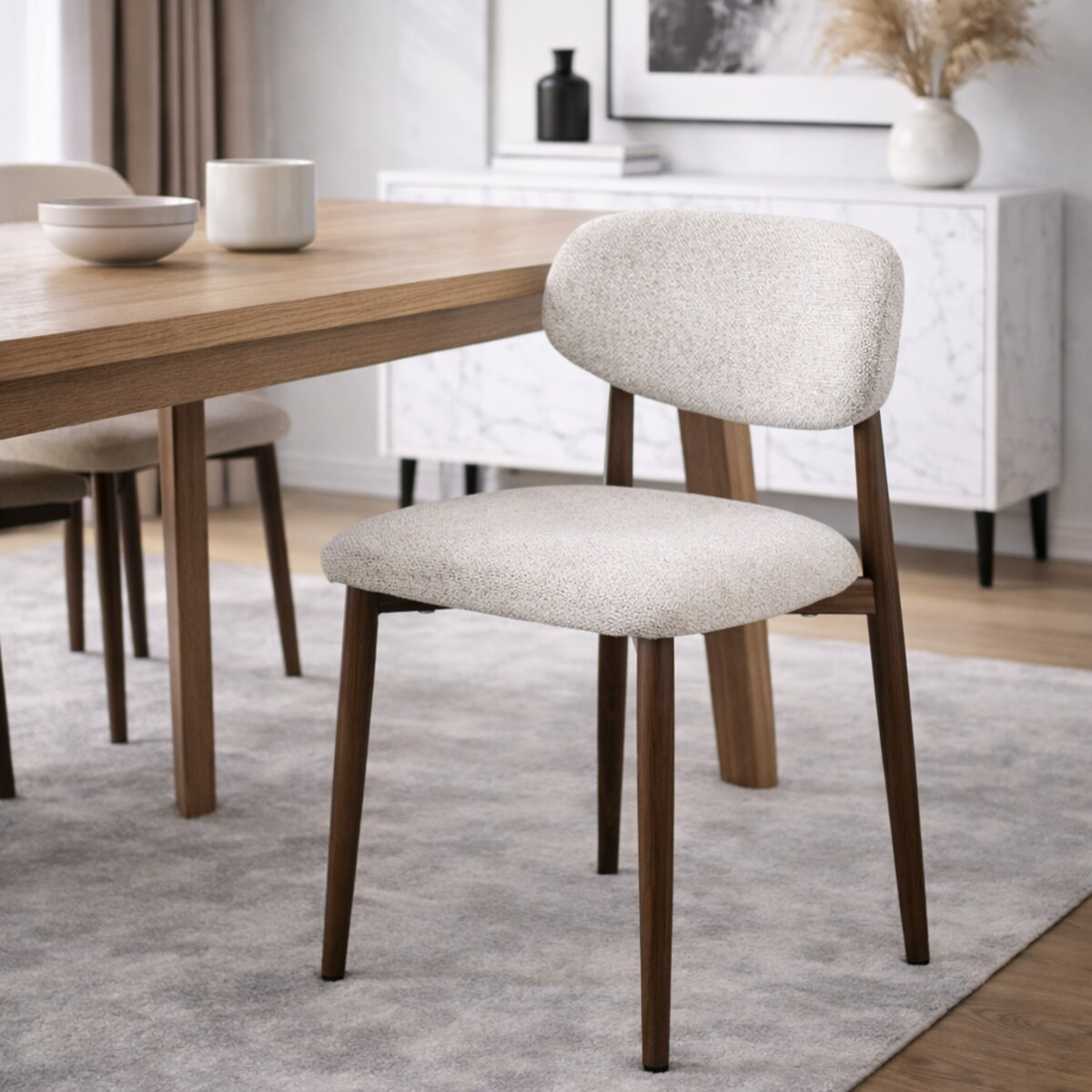 Krzesło tapicerowane INES beżowy melanż do salonu jadalni