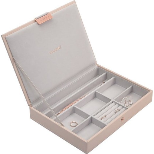 Szkatułka na biżuterię Stackers classic jasnoróżowo-szara z pokrywką