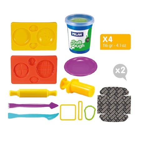 Ciastolina MILAN z narzędziami "House of burgers" 4 kolory x 116 g