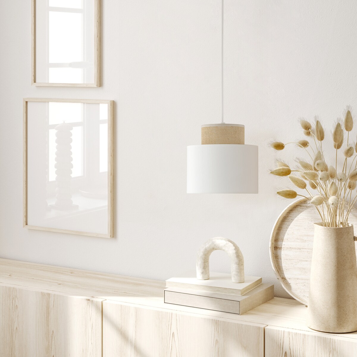Lampa wisząca TK Lighting DUO WHITE JUTA 10078 biała E27 regulowana do salonu jadalni sypialni