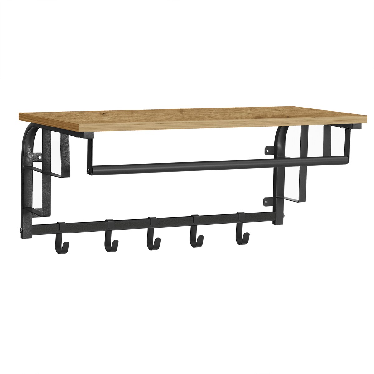 Półka Z Wieszakami w nowoczesnym stylu dąb artisan, czarny