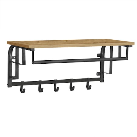 Półka Z Wieszakami w nowoczesnym stylu dąb artisan, czarny