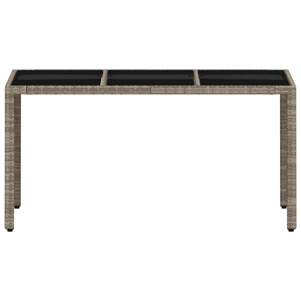 vidaXL Stół ogrodowy ze szklanym blatem, szary 150x90x75 cm, rattan PE