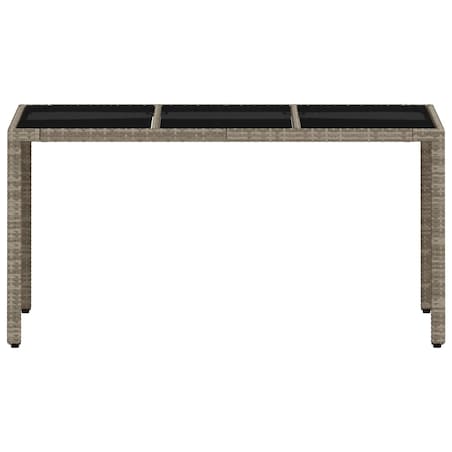 vidaXL Stół ogrodowy ze szklanym blatem, szary 150x90x75 cm, rattan PE