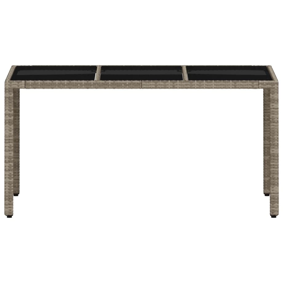 vidaXL Stół ogrodowy ze szklanym blatem, szary 150x90x75 cm, rattan PE