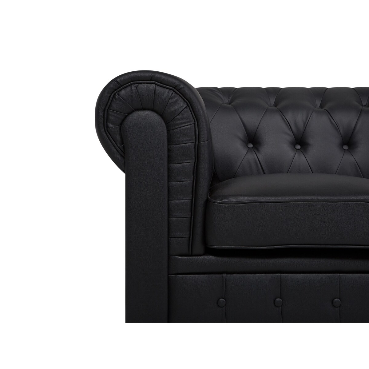 Fotel ekoskóra duży czarny CHESTERFIELD