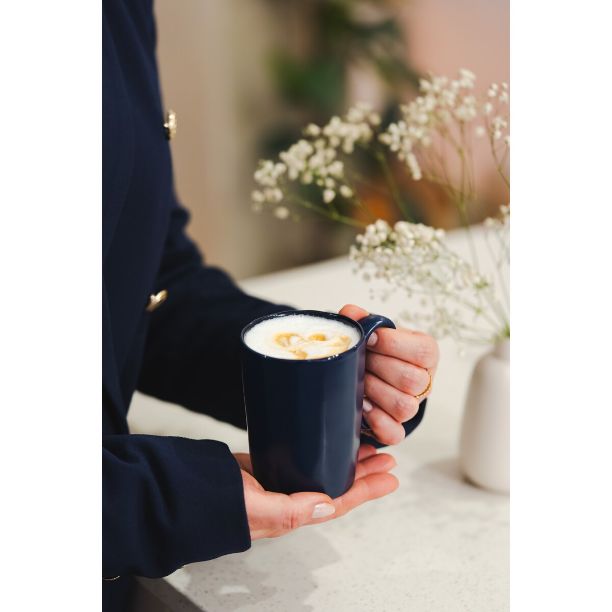 Dwa kubki ceramiczne z uszkiem 250 ml Fuori granatowe 30046