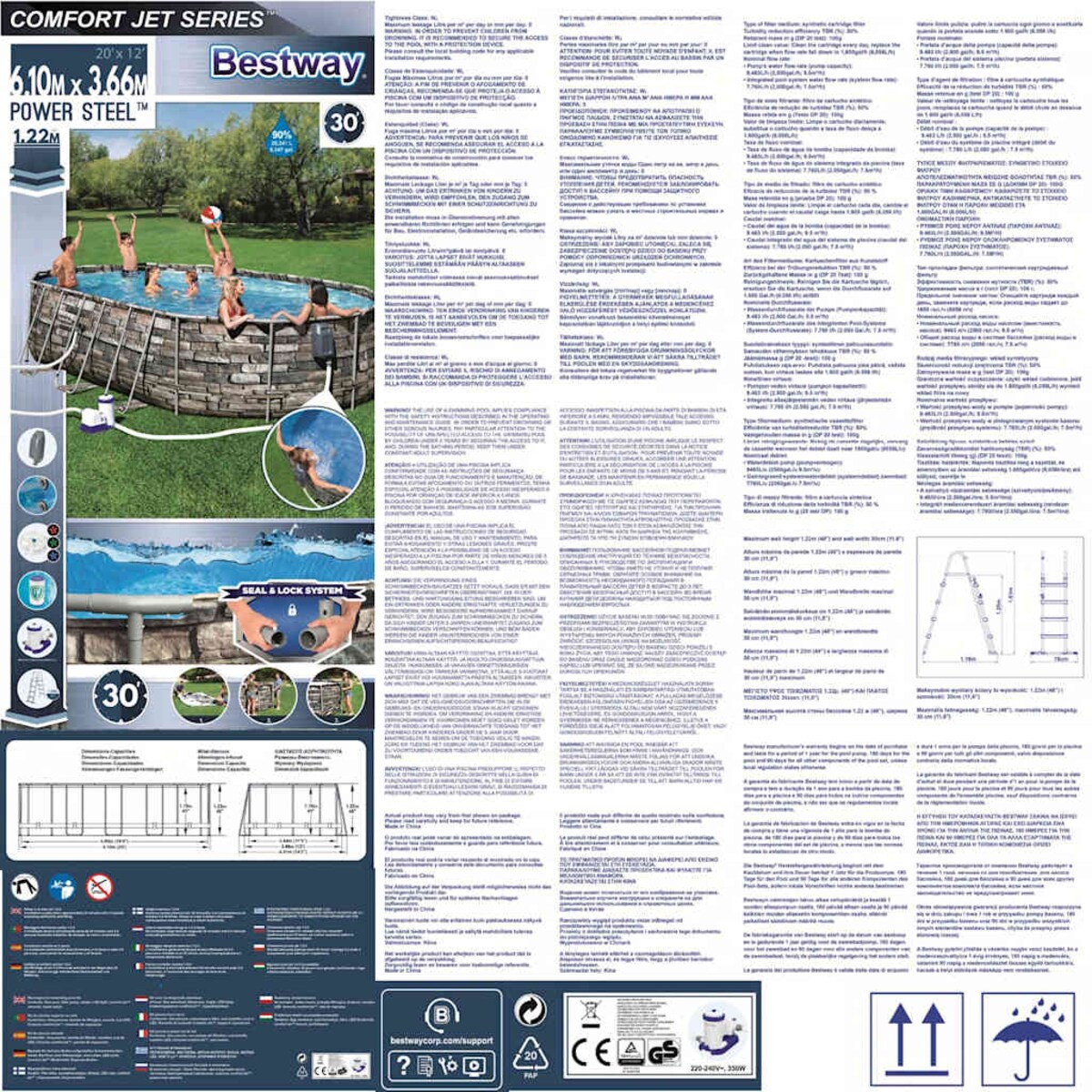 Bestway Basen Power Steel Comfort Jet Series, owalny, 610x366x122 cm