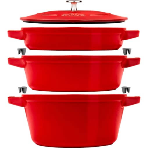 Zestaw 3 naczyń żeliwnych z pokrywką Staub - 24 cm, Czerwony