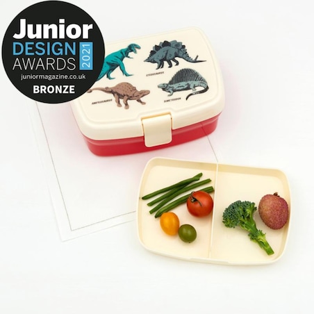 Zestaw do szkoły: bidon ze słomką 500 ml + Lunchbox z tacką Dinozaury, Rex London