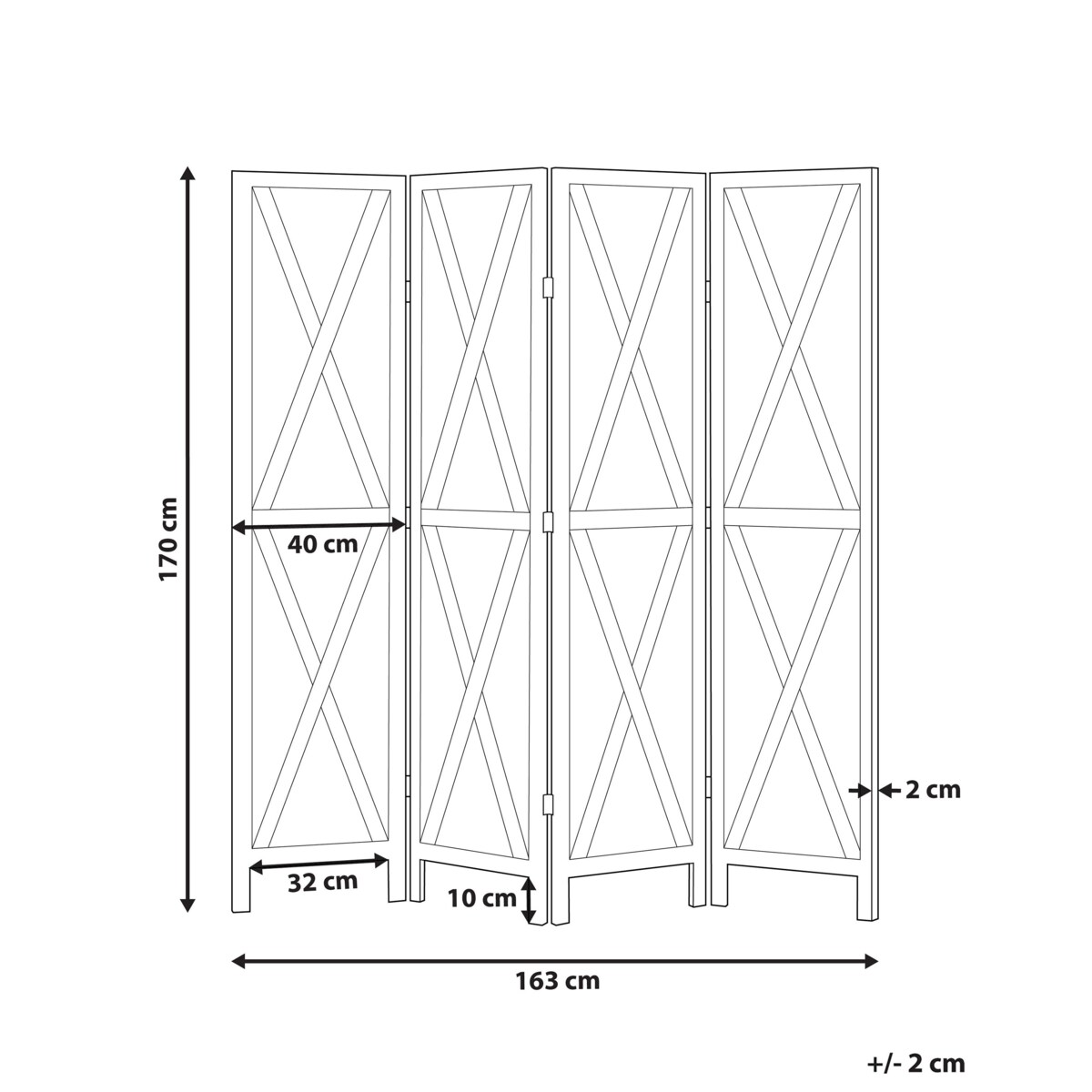 4-panelowy składany parawan pokojowy drewniany 170 x 163 cm ciemnobrązowy RIDANNA