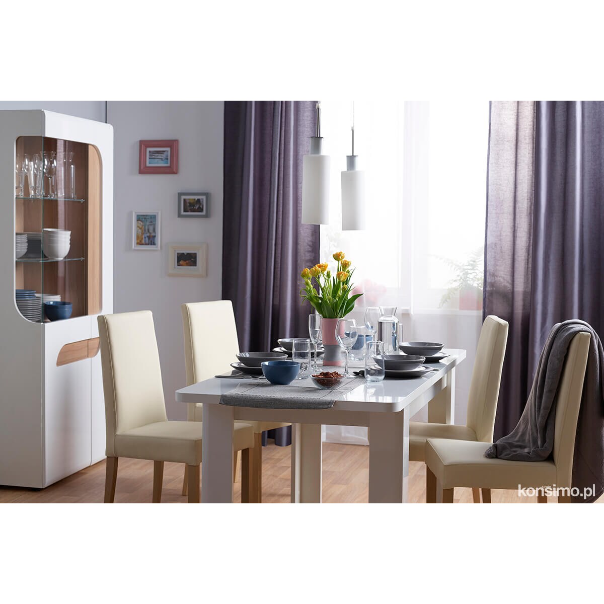 Konsimo MARANTA Lampa wisząca, mleczny biały