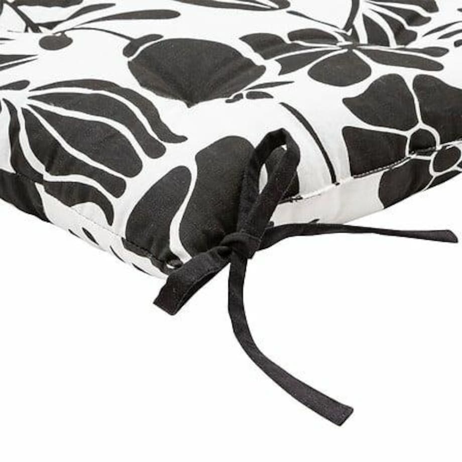 PODUSZKA NA KRZESŁO Twisted Lime biała/czarna z wiązaniami