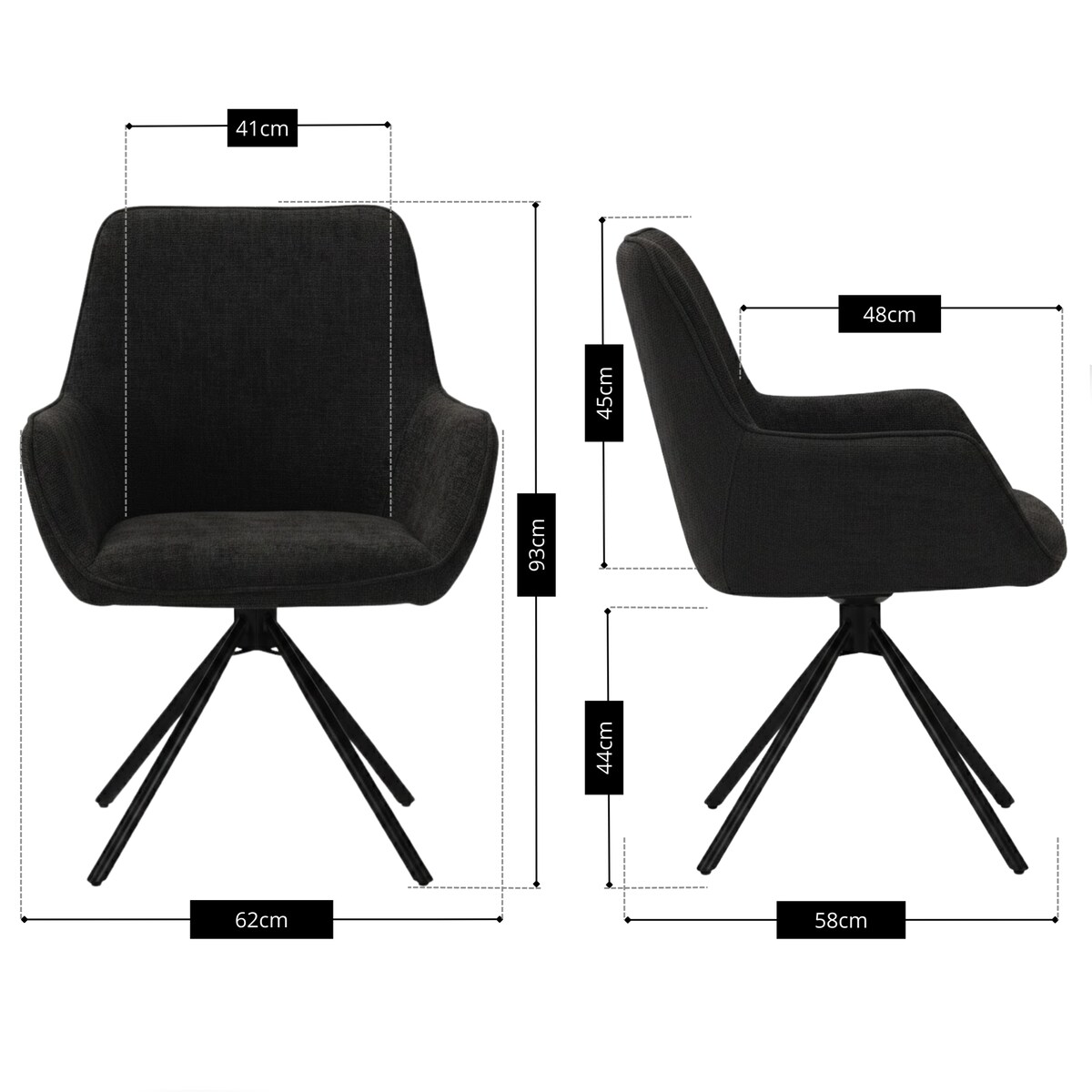 Krzesło tapicerowane nowoczesne wygodne grafitowe pikowane do jadalni salonu