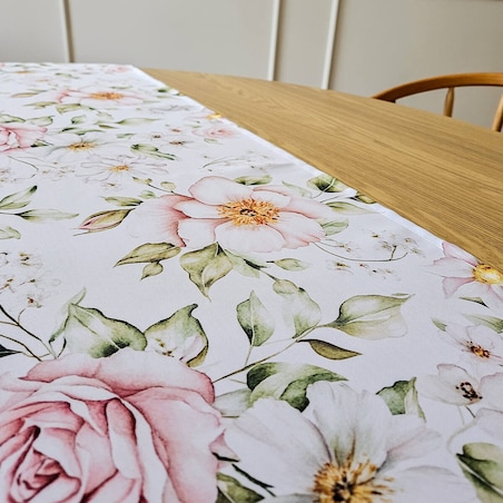 Bieżnik FLORAL wzór F46 | kwitnące róże - 40 x 140 cm
