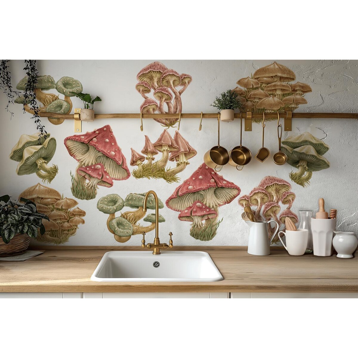 Zestaw naklejek na ścianę, Grzybowa łąka, 130cm